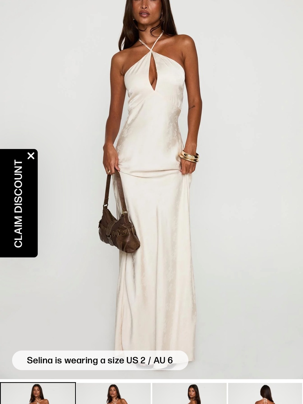 Princess Polly Cream Halter Maxi Dress